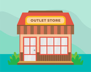 Flat design store front with place for name