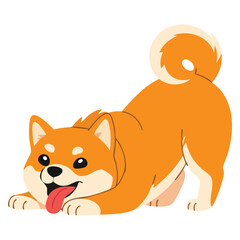 Fototapeta premium Shiba Inu dog barking cute Japan fluffy pet animal vector illustration perfect for animal character design pet themed artwork and cartoon illustrations
