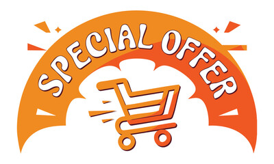 Shopping cart arch banner with special offer theme ideal for sales promotion marketing advertisements and retail discount themed design