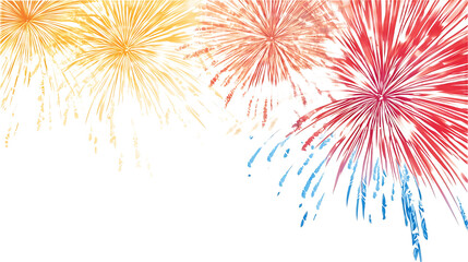 Vibrant fireworks exploding in a celebratory display bright bursts of color for holidays and events isolated on white background.