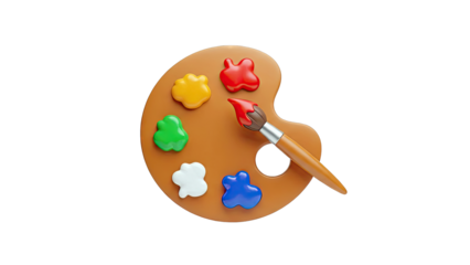 Artist's Palette with Colorful Paint and Brush