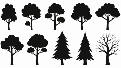 Collection of Diverse Tree Silhouettes in Black and White. © Crypto Mining