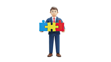 Businessman Holding Puzzle Pieces