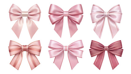 Pink Satin Bow Collection – Glossy Ribbon Styles, Elegant Variations, Decorative Accessories, Fashion Detail, Gift Wrapping, Graphic Design Elements