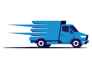 Truck with wings blue delivery logo emblem and icon concept ideal for fast transport branding shipping identity logistics or express service themes
