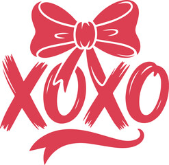 Obraz premium XOXO Love Typography Set – Valentine Hearts and Romantic Lettering Illustrations