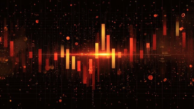 Abstract Financial Candlestick Chart Background with Neon Edges