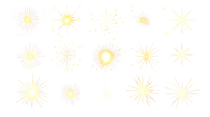 Christmas sparkles stars and bursts icons twinkling stars vector on transparent background