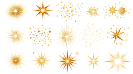 Sparkles stars and bursts icons twinkling stars vector on transparent background