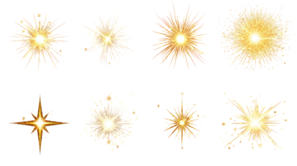Sparkles stars and bursts icons twinkling stars vector on transparent background