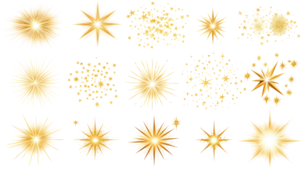 Sparkles stars and bursts icons twinkling stars vector on transparent background