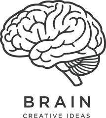 Stylized brain with gradient lines and MIND text, creativity concept, mental process symbol, flat vector illustration © MdAbdulAlim