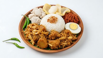 Nasi lemak with fried chicken and egg