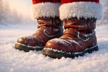 Santa Boots Snow Wallpaper