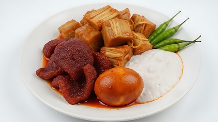 Delicious plate of meat rice and vegetables