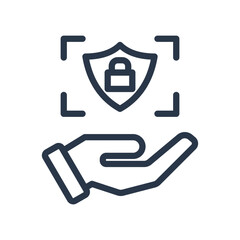 Cyber Security Protection Shield and Padlock Icon