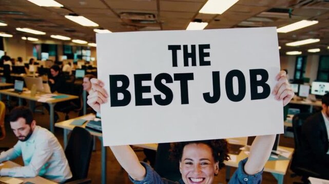 A group of people are sitting at desks with a sign that says "Be the change"