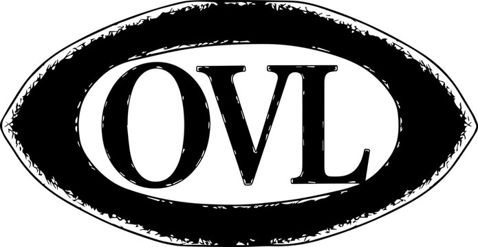 Vintage Distressed Oval Seal with OVL Text, Grungy Stamped Emblem for Retro Branding and Packaging