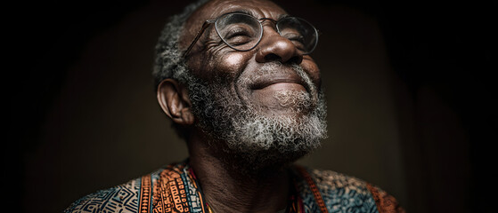 Powerful Portrait of Senior Black Man Celebrating Black History Month