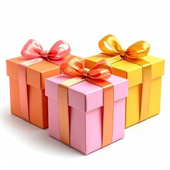 Obraz premium Three colorful wrapped gift boxes with ribbons (2)