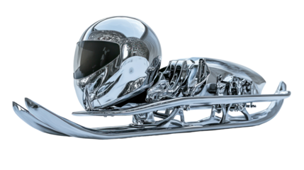 Ski helmet and goggles side by side bright lighting on transparent background