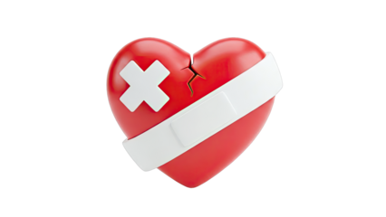 Broken Heart with Bandages and Plaster