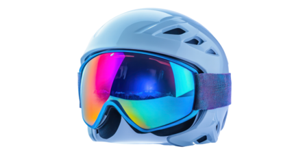 Ski helmet with goggles isolated on transparent background