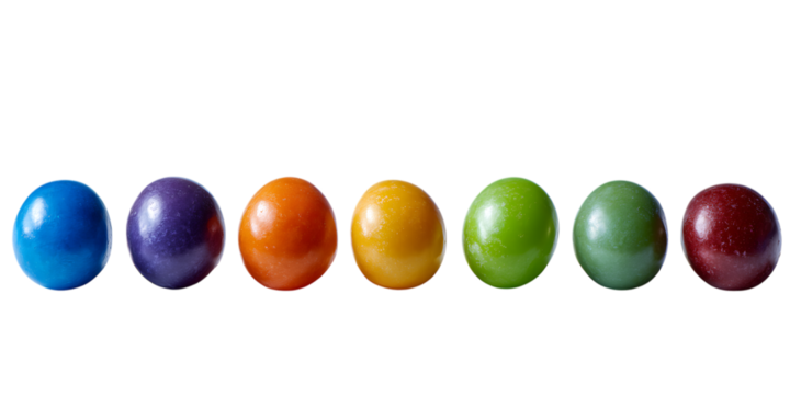 Row of colorful glossy spheres - Powered by Adobe