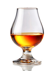 Amber liquid in a tulip shaped glass.