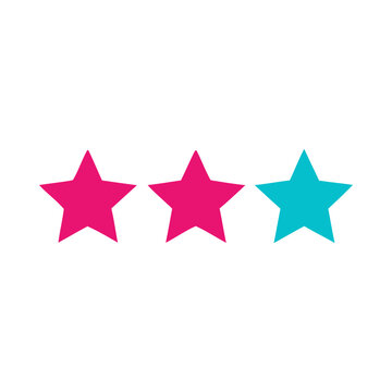 Three colored stars aligned in a row on a white background, icn freelance style