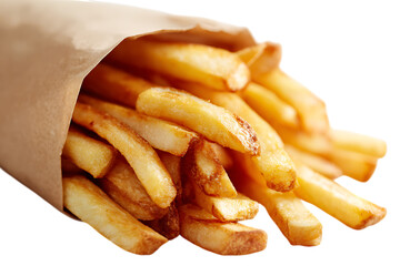 French fries on a white background isolated meal snack plate