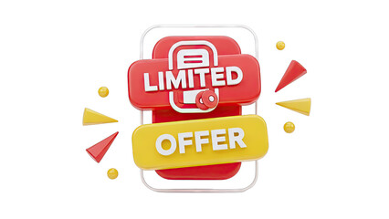 3D Limited Offer Label with Red and Yellow Accents
