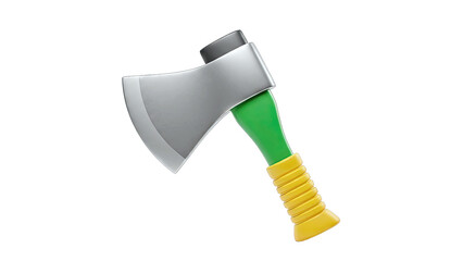 3D Rendered Axe Toy with Green Handle and Yellow Grip