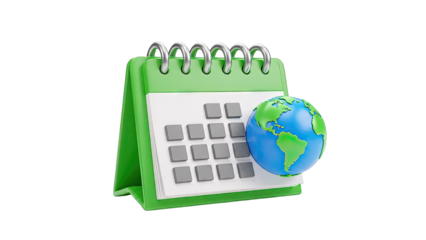 3D Calendar with Earth Globe Icon