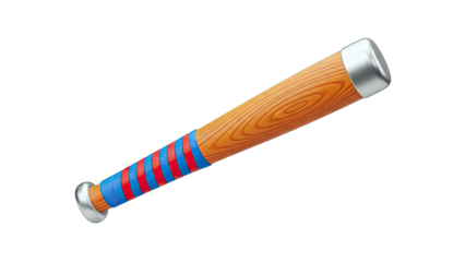 Cartoon Baseball Bat with Red and Blue Grip