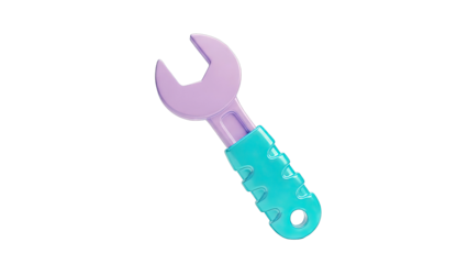 Toy Wrench with Purple Head and Blue Handle