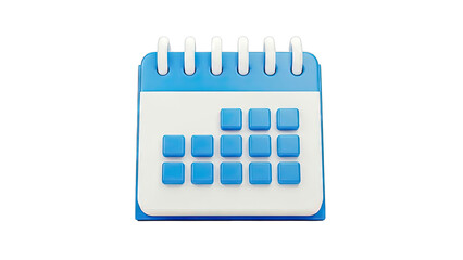 3D Calendar Icon with Blue Squares