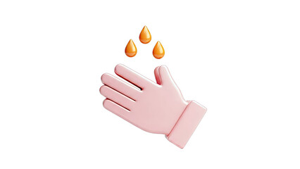 3D Pink Hand Receiving Orange Drops