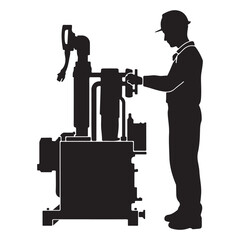  Skilled technician focused on operating a complex industrial machine in a factory setting