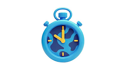 Blue 3D Stopwatch with Orange Hands