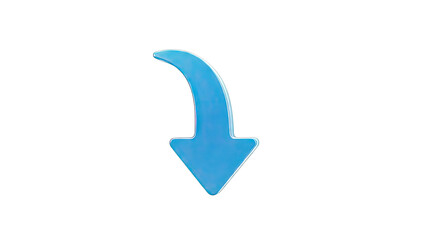 Blue Curved Down Arrow Icon