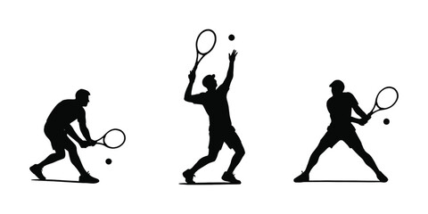 Tennis player silhouette icon.