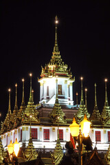Fototapeta premium night view of Loha prasat temple in bangkok