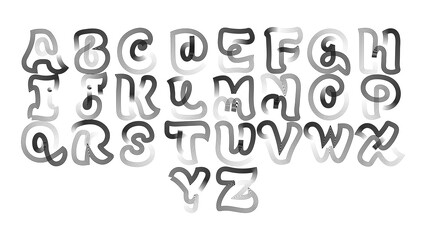 Hybrid Alphabet Font Design with Mixed Uppercase and Lowercase Letters, Hand Drawn Playful Typography Illustration