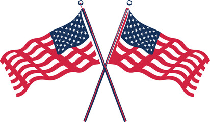 American flags, crossed flags, United States flags, patriotic symbols, waving flags, American independence, national pride, American heritage, flag design, flag illustration.