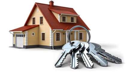 House with keys symbolizing home ownership and purchase
