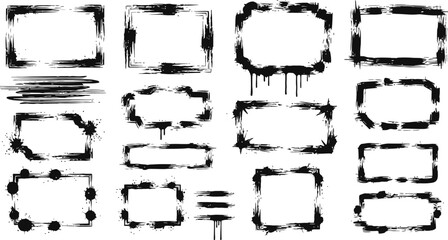 Black Splashes Grunge With Frame Dirty Artistic Design Elements Text