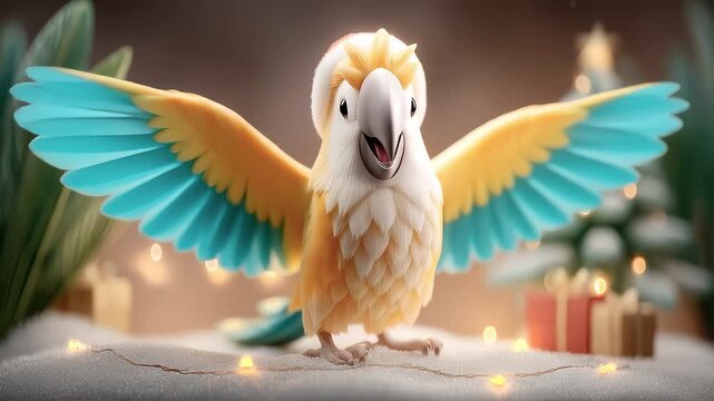 Adorable Christmas Parrot Spreads Winter Warmth and Joy