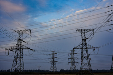 The power supply facilities of contour in the evening