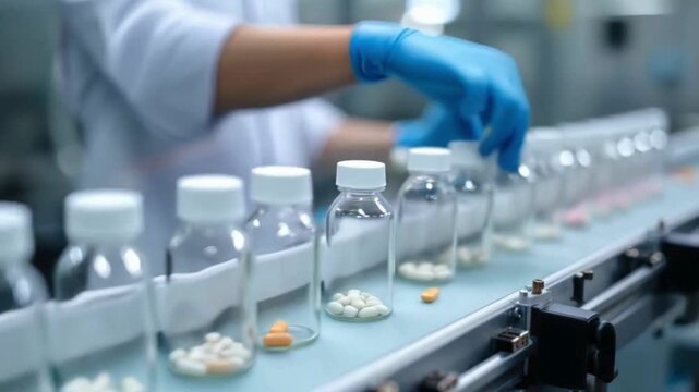 Pharmaceutical Quality Control with Lab Technician, Automated Manufacturing of Medication, Sterile Environment for Drug Safety